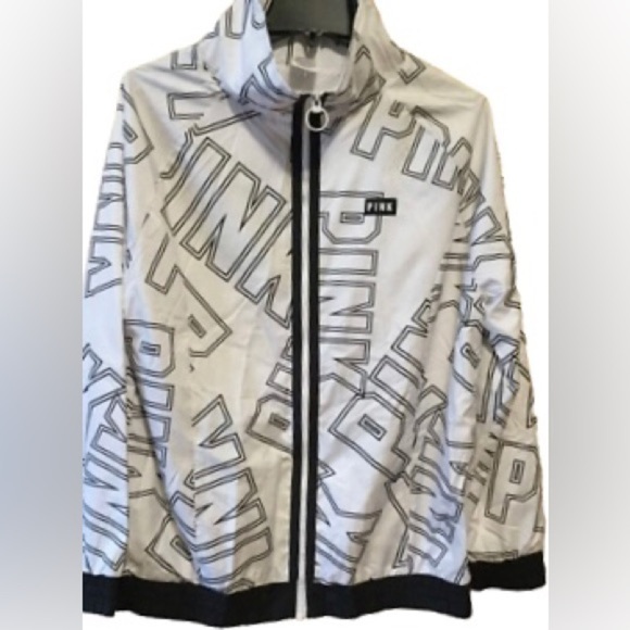 Pink Victoria’s Secret Signature Full Zip Anorak Jacket XS/S Black White Coat - Picture 1 of 9